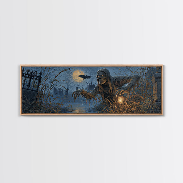 The Bog Mummy, Extra Wide Wall Art, Gothic Horror Wall Art, Framed Canvas Print, Halloween Wall Decor, Gothic Home Decor, Statement Wall Art