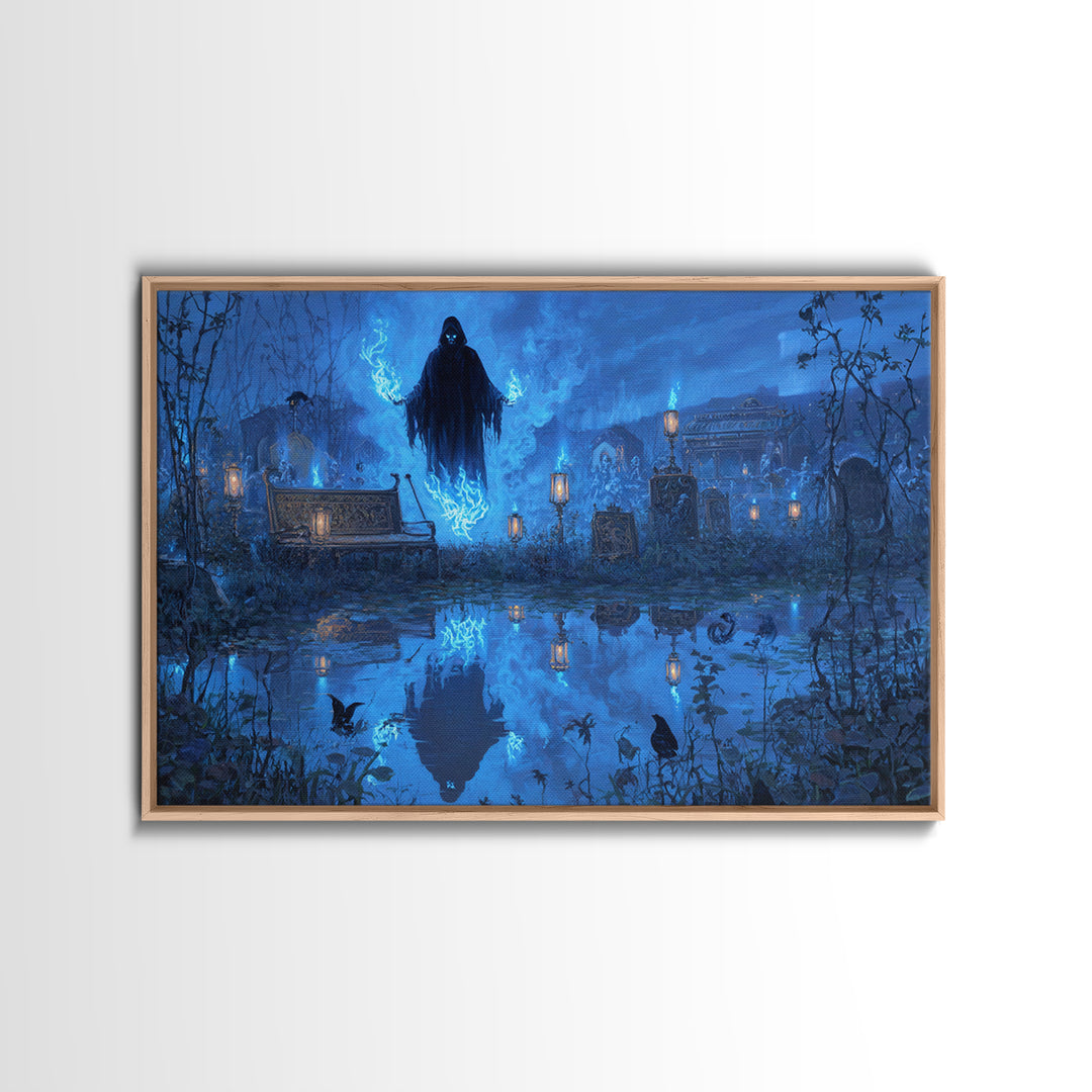 The Will-O'-The-Wisp Shepherd, Landscape Wall Art, Dark Halloween Decor, Canvas Print, Halloween Wall Decor, Gothic Home Decor