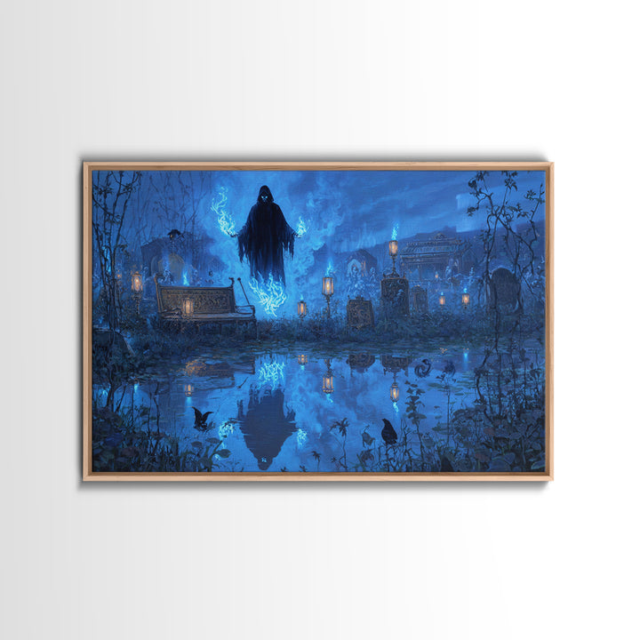 The Will-O'-The-Wisp Shepherd, Landscape Wall Art, Dark Halloween Decor, Canvas Print, Halloween Wall Decor, Gothic Home Decor