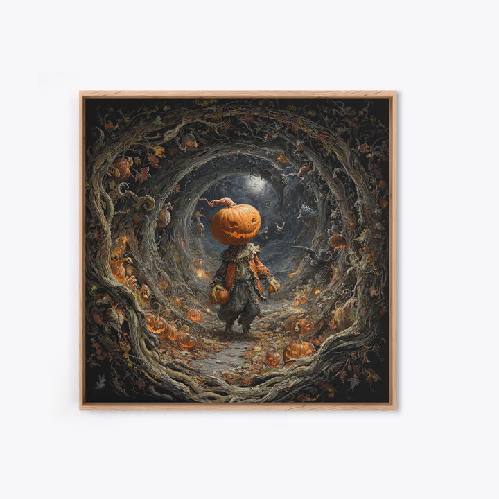 The Pumpkin Patch Goblin, Square Wall Art, Haunted Gothic Art, Framed Canvas Print, Halloween Wall Decor, Gothic Home Decor
