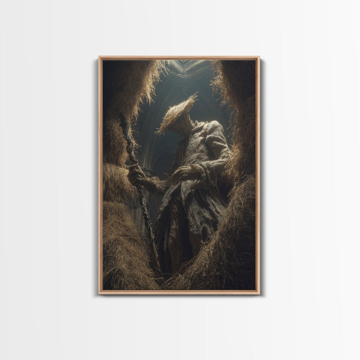 The Cornfield Crawler, Vertical Wall Art, Macabre Wall Art, Framed Canvas Print, Halloween Wall Decor, Gothic Home Decor, Halloween Wall Art