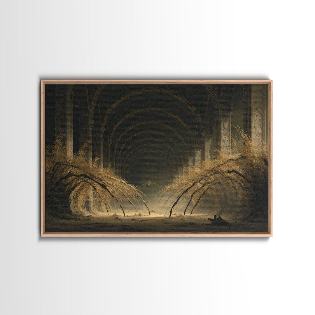The Cornfield Crawler, Landscape Wall Art, Haunted Gothic Art, Framed Canvas Print, Halloween Wall Decor, Gothic Home Decor