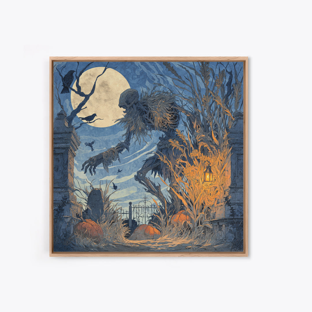 The Harvest Demon, Square Wall Art, Spooky Home Decor, Canvas Print, Halloween Wall Decor, Gothic Home Decor, Dark Fantasy Art