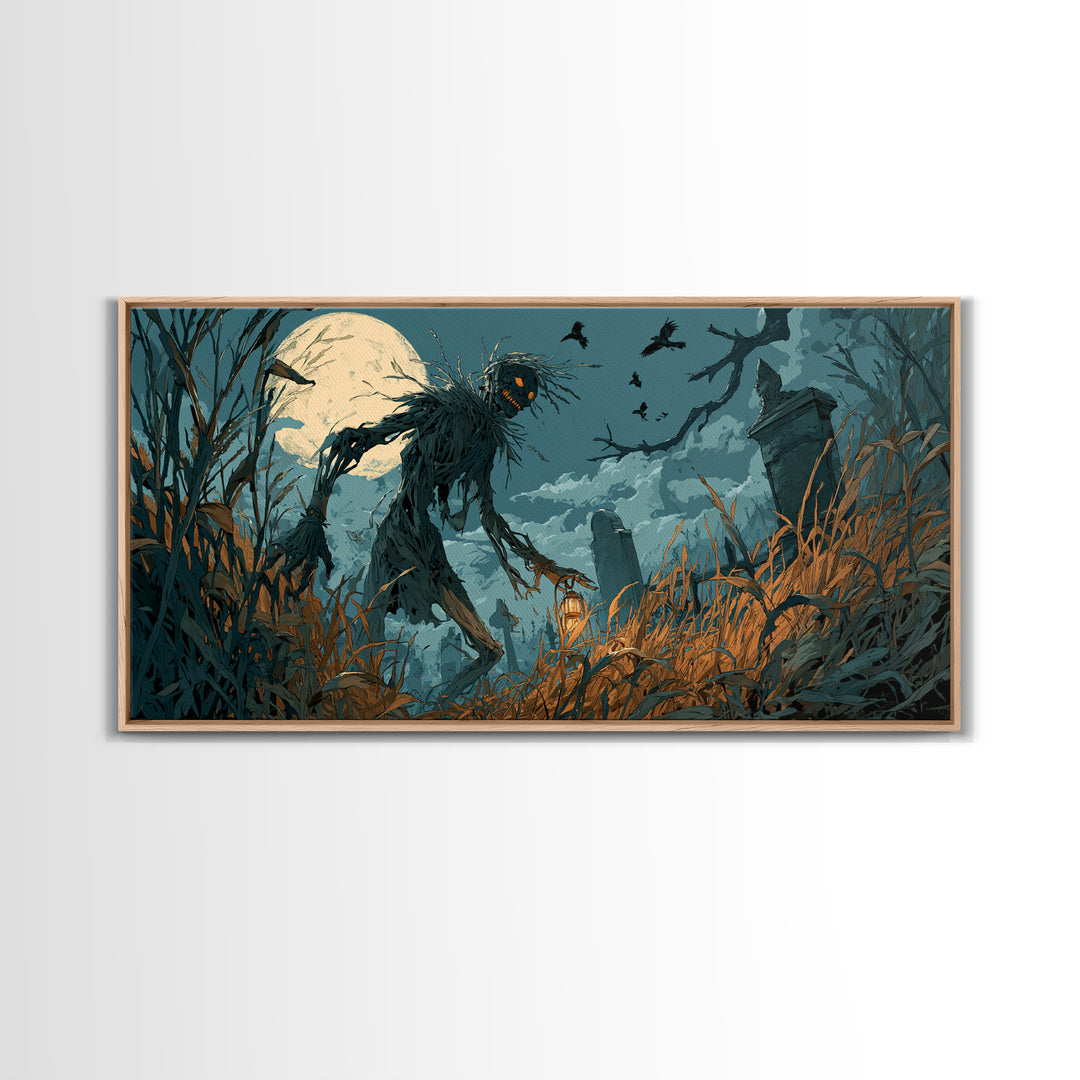 The Harvest Demon, Wide Panoramic Art, Dark Halloween Decor, Canvas Print, Halloween Wall Decor, Gothic Home Decor, Macabre Wall Art