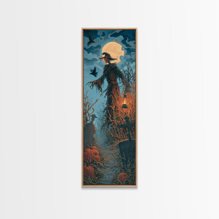 The Harvest Demon, Tall Narrow Wall Art, Gothic Horror Wall Art, Framed Canvas Print, Halloween Wall Decor, Gothic Home Decor