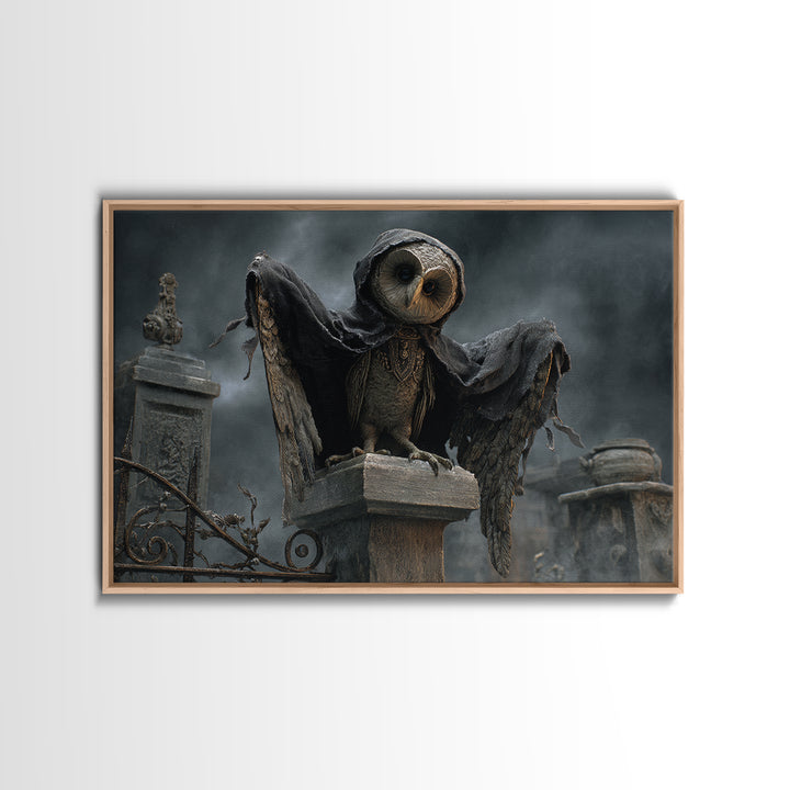The Owl-Faced Omen, Landscape Wall Art, Dark Halloween Decor, Canvas Print, Halloween Wall Decor, Gothic Home Decor, Spooky Wall Decor