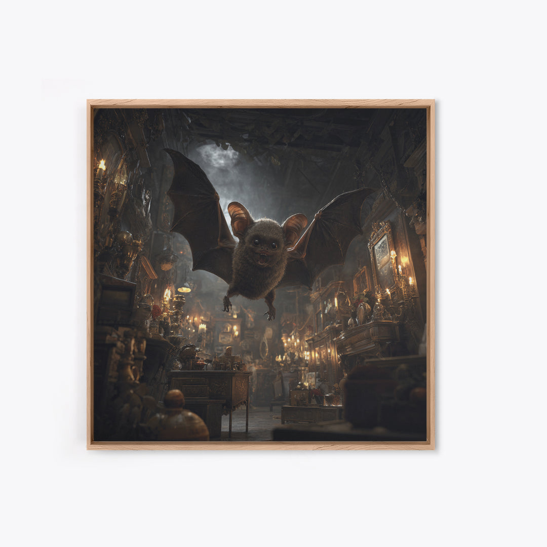 The Bat-Winged Imp, Square Wall Art, Haunted Gothic Art, Framed Canvas Print, Halloween Wall Decor, Gothic Home Decor, Macabre Wall Art
