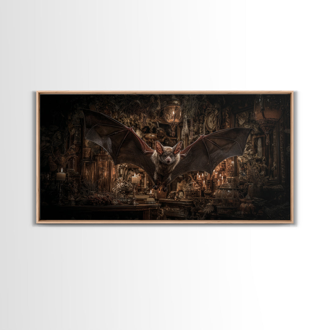 The Bat-Winged Imp, Wide Panoramic Art, Dark Fantasy Wall Art, Canvas Print, Halloween Wall Decor, Gothic Home Decor, Halloween Decor