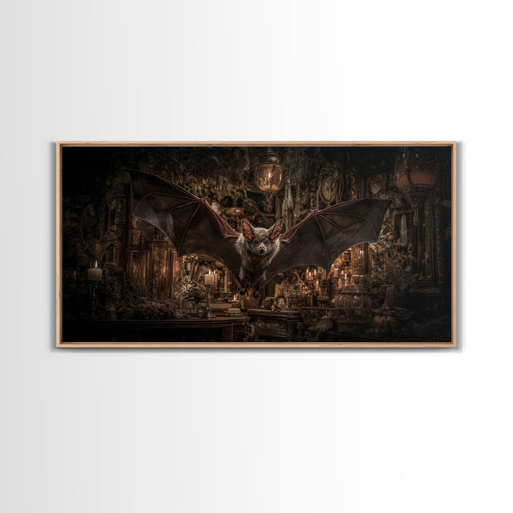 The Bat-Winged Imp, Wide Panoramic Art, Dark Fantasy Wall Art, Canvas Print, Halloween Wall Decor, Gothic Home Decor, Halloween Decor