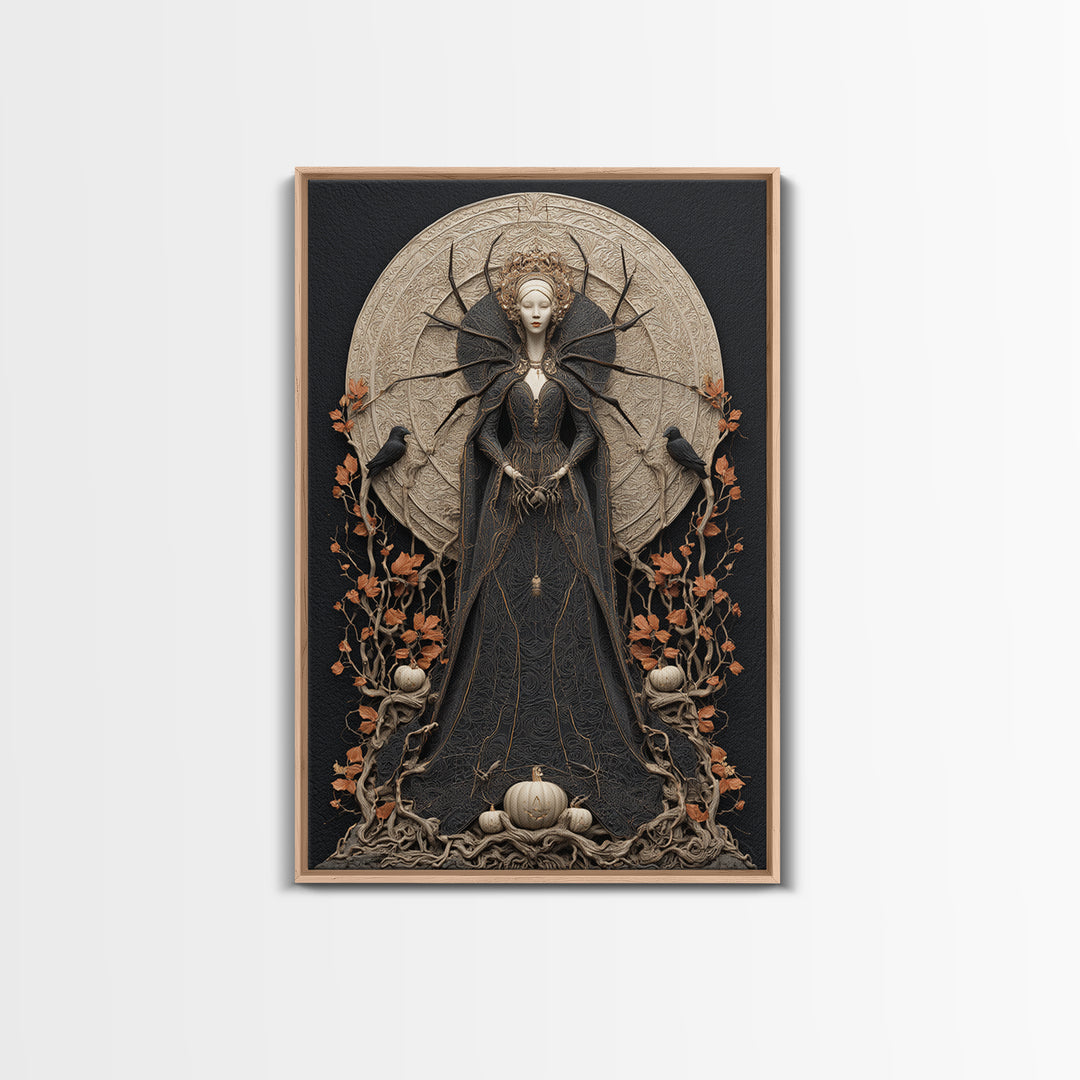 The Spider Queen, Vertical Wall Art, Dark Fantasy Wall Art, Canvas Print, Halloween Wall Decor, Gothic Home Decor, Dark Fantasy Art