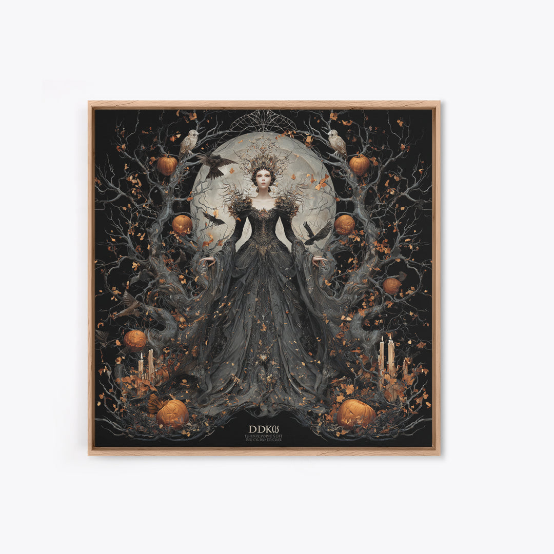 The Spider Queen, Square Wall Art, Macabre Wall Art, Framed Canvas Print, Halloween Wall Decor, Gothic Home Decor, Spooky Wall Decor