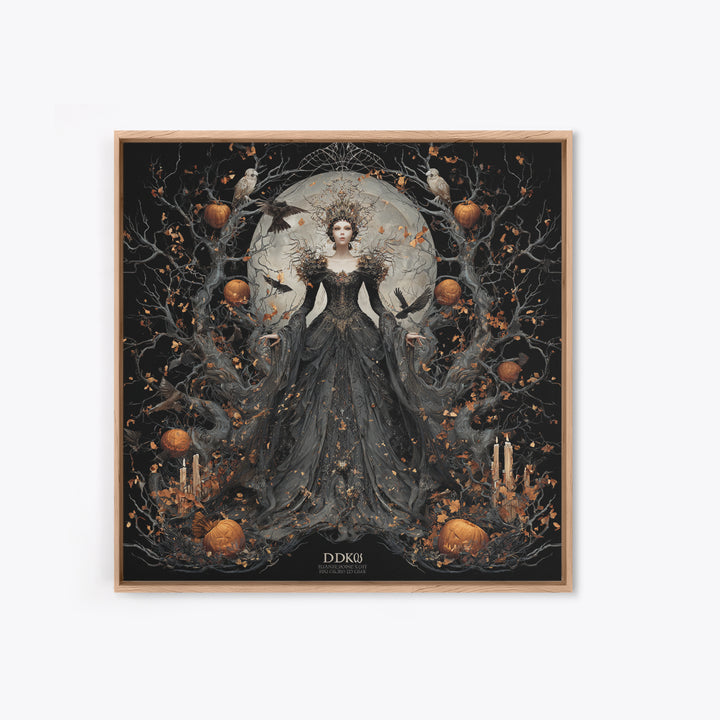 The Spider Queen, Square Wall Art, Macabre Wall Art, Framed Canvas Print, Halloween Wall Decor, Gothic Home Decor, Spooky Wall Decor