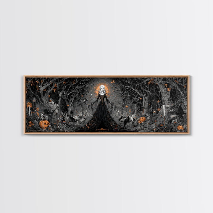 The Spider Queen, Extra Wide Wall Art, Macabre Wall Art, Framed Canvas Print, Halloween Wall Decor, Gothic Home Decor, Spooky Wall Decor