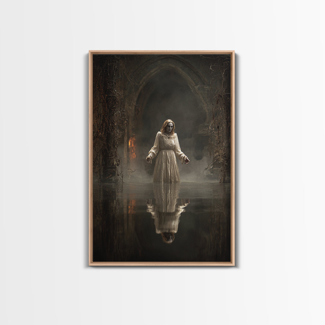 The Lake Phantom, Vertical Wall Art, Spooky Home Decor, Canvas Print, Halloween Wall Decor, Gothic Home Decor, Dark Fantasy Art