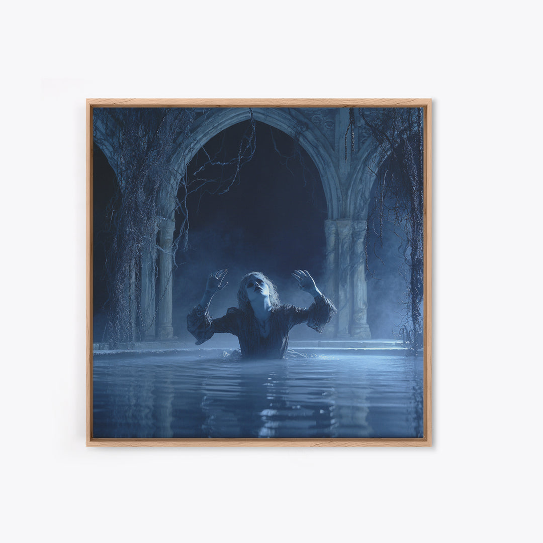The Lake Phantom, Square Wall Art, Dark Fantasy Wall Art, Canvas Print, Halloween Wall Decor, Gothic Home Decor, Dark Fantasy Art