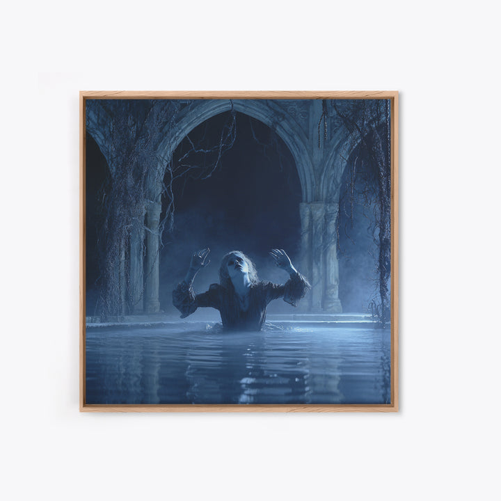 The Lake Phantom, Square Wall Art, Dark Fantasy Wall Art, Canvas Print, Halloween Wall Decor, Gothic Home Decor, Dark Fantasy Art