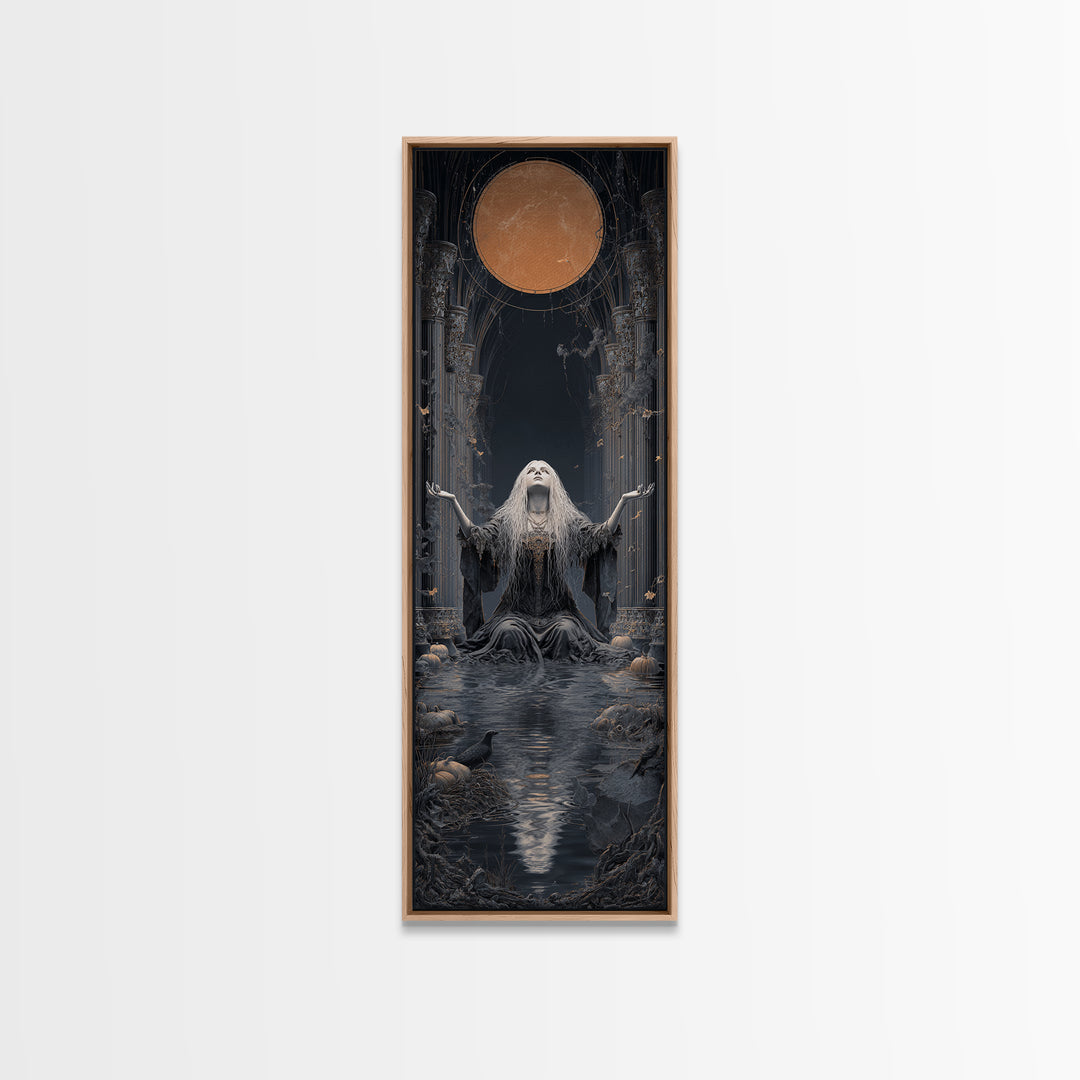 The Lake Phantom, Tall Narrow Wall Art, Dark Halloween Decor, Canvas Print, Halloween Wall Decor, Gothic Home Decor, Spooky Wall Decor