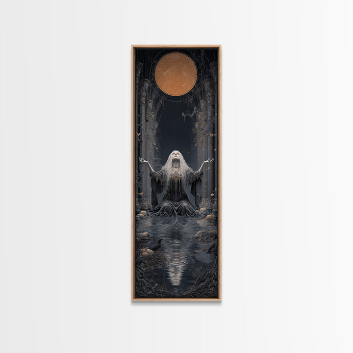 The Lake Phantom, Tall Narrow Wall Art, Dark Halloween Decor, Canvas Print, Halloween Wall Decor, Gothic Home Decor, Spooky Wall Decor