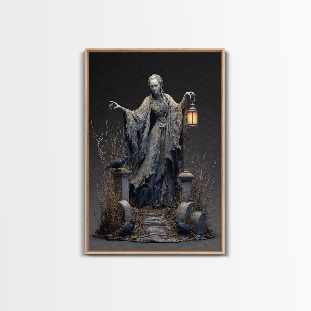 The Salt-Marsh Witch, Vertical Wall Art, Gothic Horror Wall Art, Framed Canvas Print, Halloween Wall Decor, Gothic Home Decor