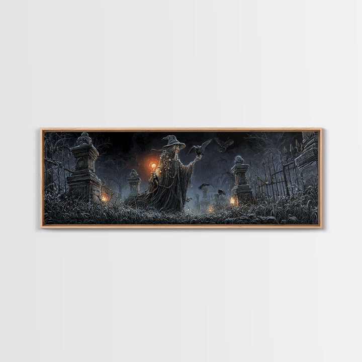 The Salt-Marsh Witch, Extra Wide Wall Art, Haunted Gothic Art, Framed Canvas Print, Halloween Wall Decor, Gothic Home Decor, Halloween Decor