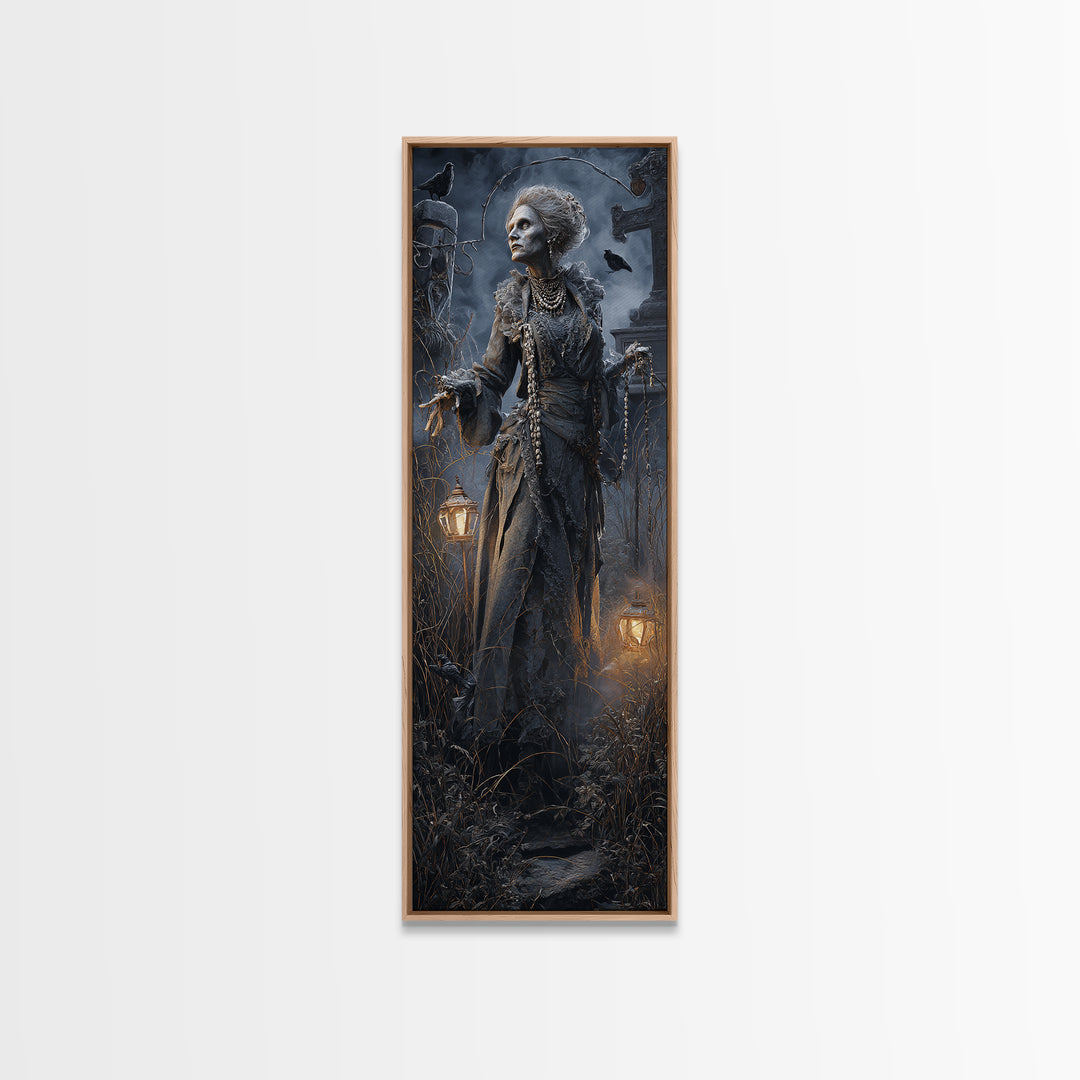 The Salt-Marsh Witch, Tall Narrow Wall Art, Macabre Wall Art, Framed Canvas Print, Halloween Wall Decor, Gothic Home Decor, Horror Wall Art