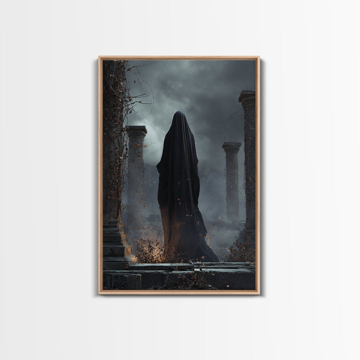 The Stone-Circle Spirit, Vertical Wall Art, Spooky Home Decor, Canvas Print, Halloween Wall Decor, Gothic Home Decor, Dark Fantasy Art