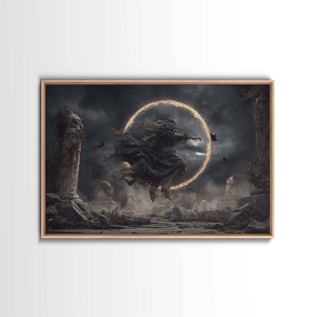 The Stone-Circle Spirit, Landscape Wall Art, Dark Fantasy Wall Art, Canvas Print, Halloween Wall Decor, Gothic Home Decor