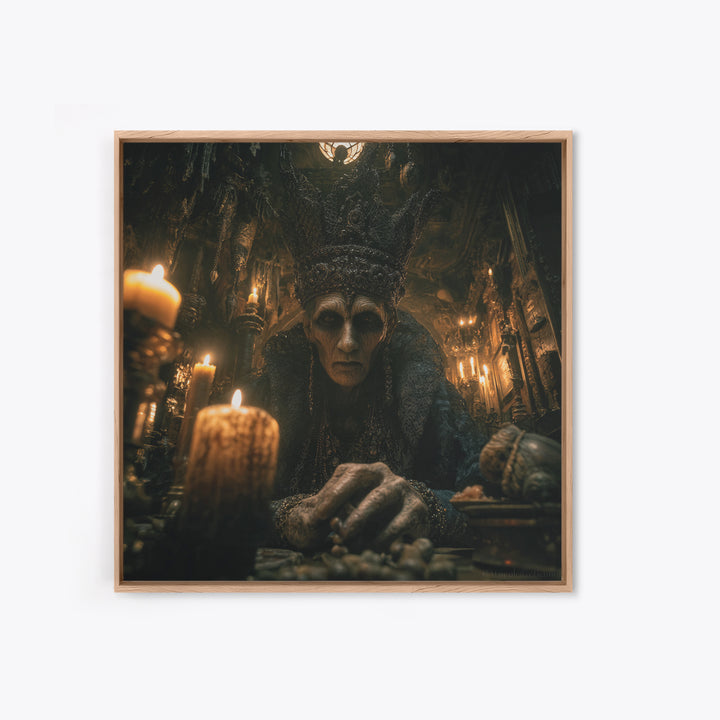 The Cave Oracle, Square Wall Art, Macabre Wall Art, Framed Canvas Print, Halloween Wall Decor, Gothic Home Decor, Spooky Wall Decor
