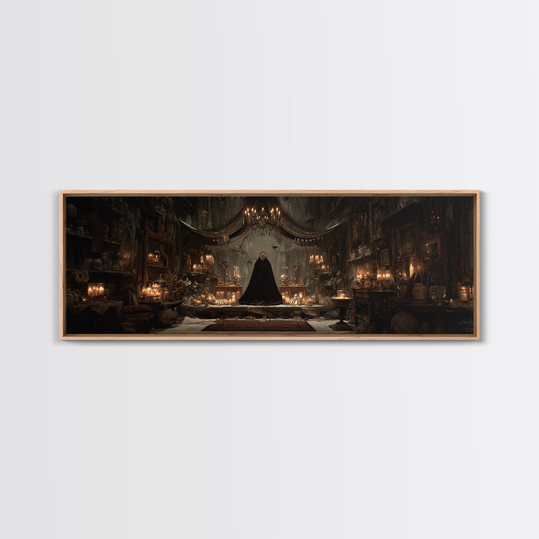 The Cave Oracle, Extra Wide Wall Art, Macabre Wall Art, Framed Canvas Print, Halloween Wall Decor, Gothic Home Decor, Halloween Decor