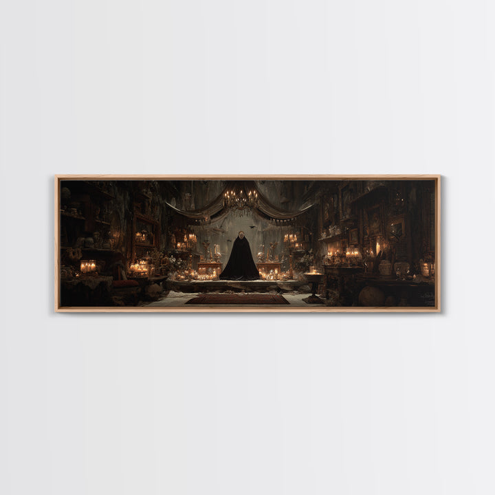 The Cave Oracle, Extra Wide Wall Art, Macabre Wall Art, Framed Canvas Print, Halloween Wall Decor, Gothic Home Decor, Halloween Decor