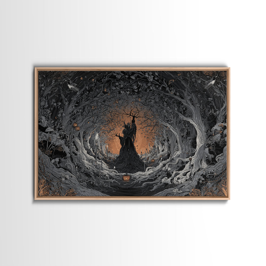 The Orchard Hag, Landscape Wall Art, Gothic Horror Wall Art, Framed Canvas Print, Halloween Wall Decor, Gothic Home Decor, Spooky Wall Decor
