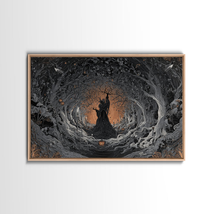 The Orchard Hag, Landscape Wall Art, Gothic Horror Wall Art, Framed Canvas Print, Halloween Wall Decor, Gothic Home Decor, Spooky Wall Decor