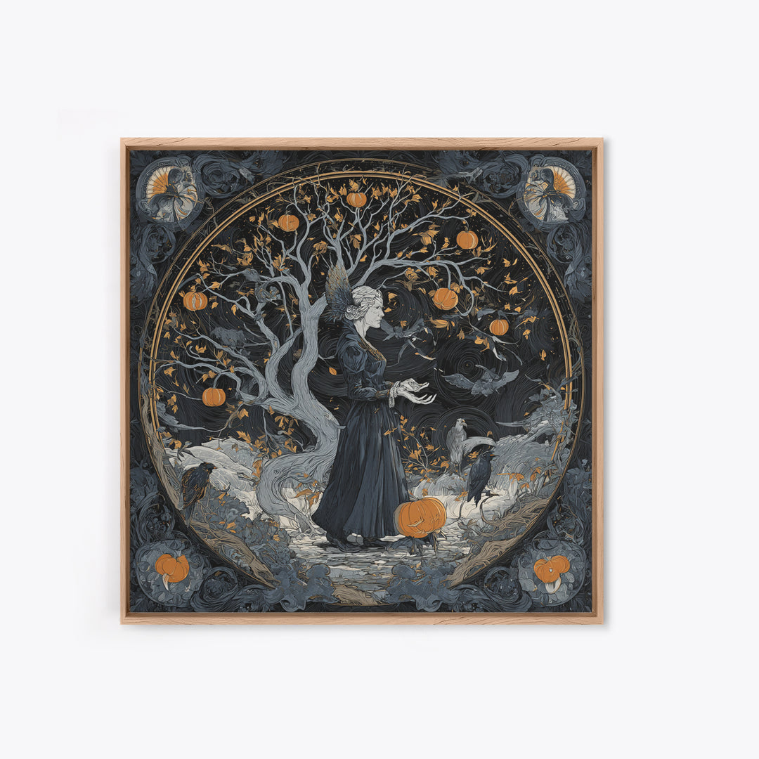 The Orchard Hag, Square Wall Art, Macabre Wall Art, Framed Canvas Print, Halloween Wall Decor, Gothic Home Decor, Statement Wall Art
