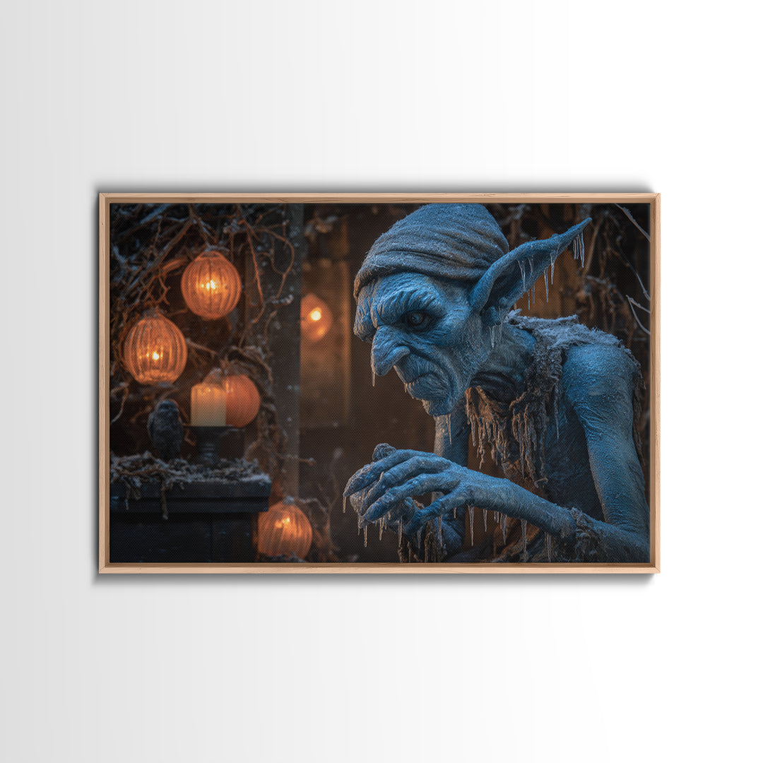 The Frost Goblin, Landscape Wall Art, Dark Fantasy Wall Art, Canvas Print, Halloween Wall Decor, Gothic Home Decor, Spooky Wall Decor