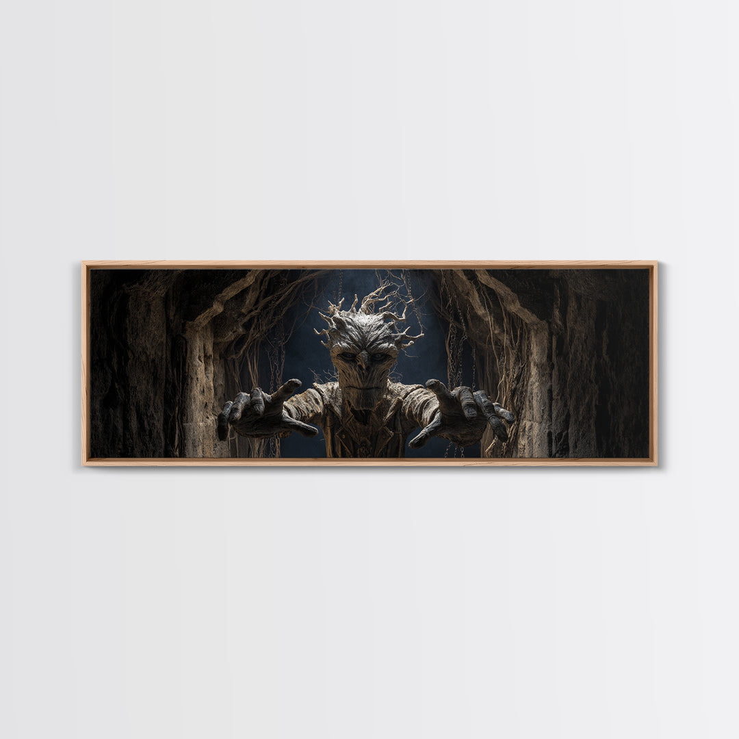 The Hollow-Tree Monster, Extra Wide Wall Art, Haunted Gothic Art, Framed Canvas Print, Halloween Wall Decor, Gothic Home Decor