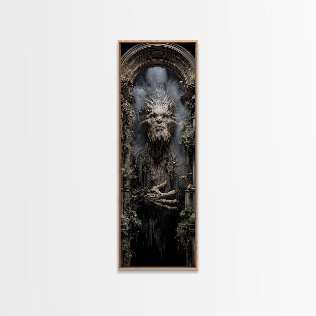 The Hollow-Tree Monster, Tall Narrow Wall Art, Dark Fantasy Wall Art, Canvas Print, Halloween Wall Decor, Gothic Home Decor