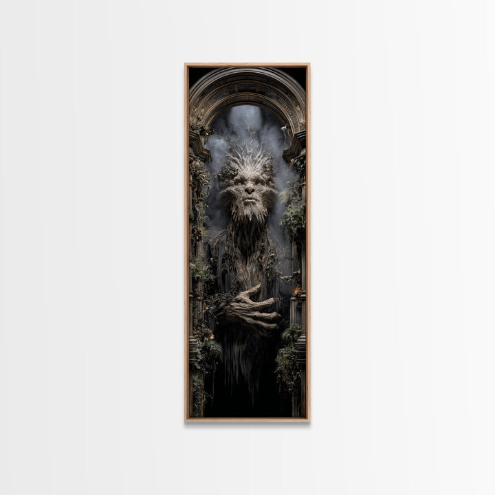 The Hollow-Tree Monster, Tall Narrow Wall Art, Dark Fantasy Wall Art, Canvas Print, Halloween Wall Decor, Gothic Home Decor
