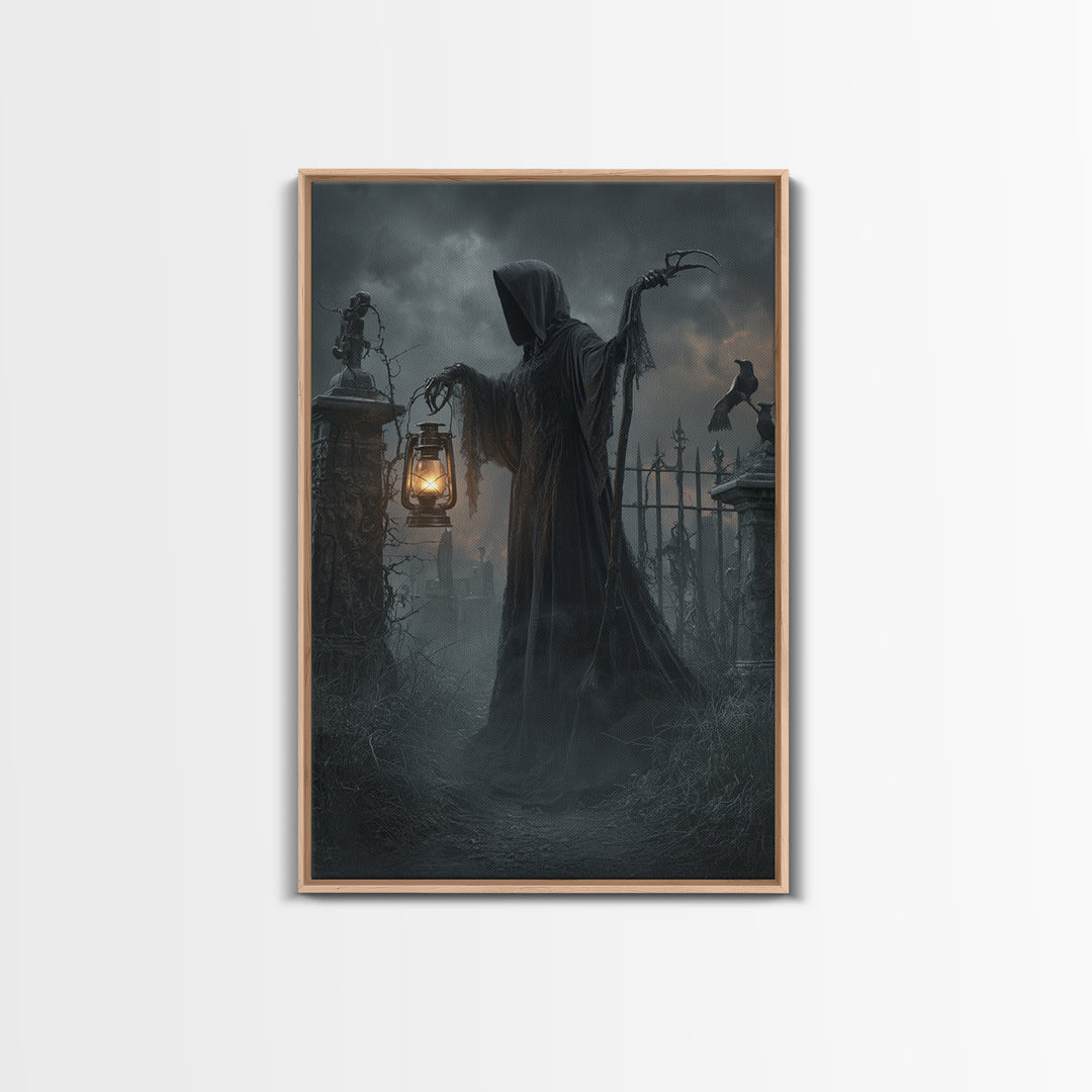 The Crossroads Spirit, Vertical Wall Art, Haunted Gothic Art, Framed Canvas Print, Halloween Wall Decor, Gothic Home Decor