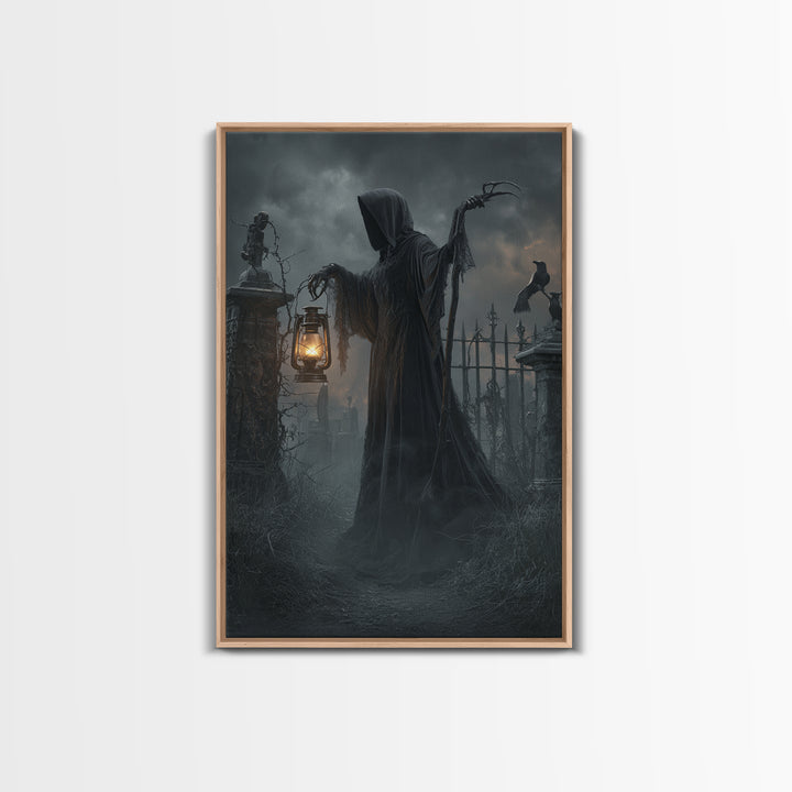 The Crossroads Spirit, Vertical Wall Art, Haunted Gothic Art, Framed Canvas Print, Halloween Wall Decor, Gothic Home Decor
