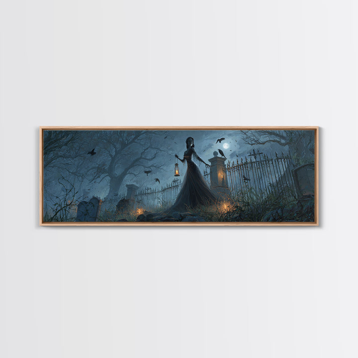 The Crossroads Spirit, Extra Wide Wall Art, Haunted Gothic Art, Framed Canvas Print, Halloween Wall Decor, Gothic Home Decor