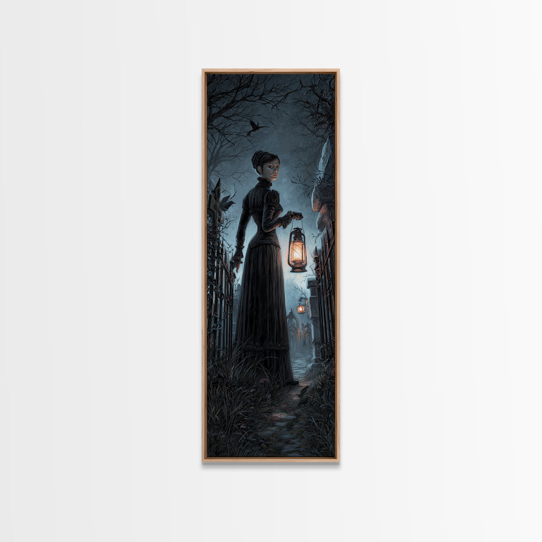 The Crossroads Spirit, Tall Narrow Wall Art, Gothic Horror Wall Art, Framed Canvas Print, Halloween Wall Decor, Gothic Home Decor