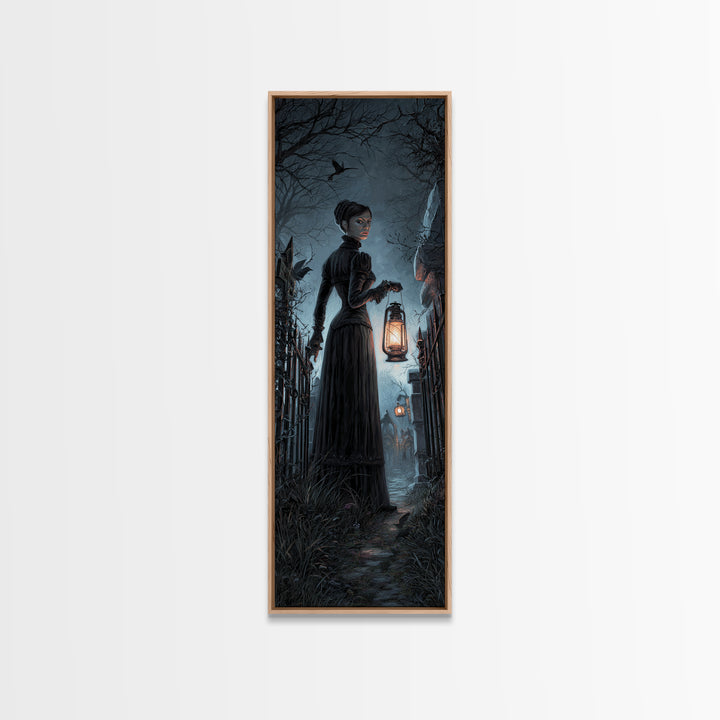 The Crossroads Spirit, Tall Narrow Wall Art, Gothic Horror Wall Art, Framed Canvas Print, Halloween Wall Decor, Gothic Home Decor