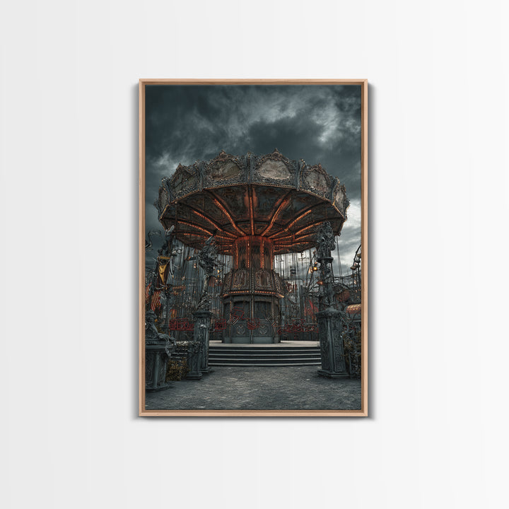 The Abandoned Carnival, Vertical Wall Art, Macabre Wall Art, Framed Canvas Print, Halloween Wall Decor, Gothic Home Decor