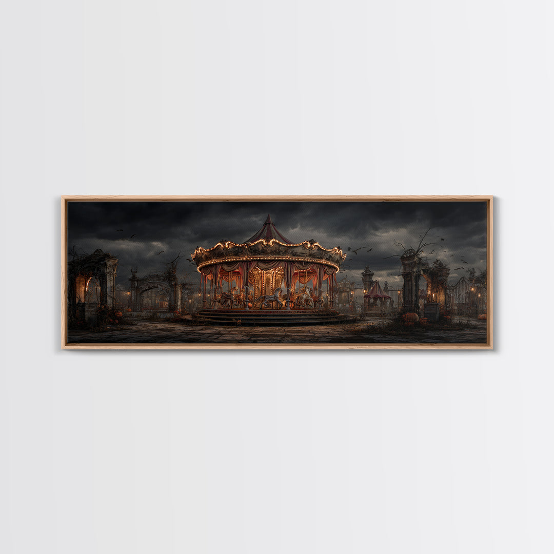 The Abandoned Carnival, Extra Wide Wall Art, Dark Fantasy Wall Art, Canvas Print, Halloween Wall Decor, Gothic Home Decor