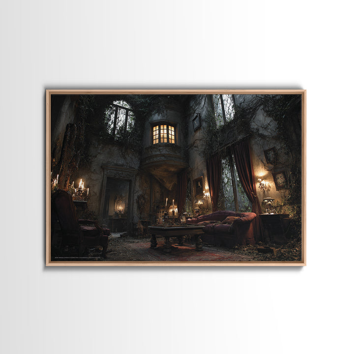The Haunted Manor, Landscape Wall Art, Haunted Gothic Art, Framed Canvas Print, Halloween Wall Decor, Gothic Home Decor, Seasonal Home Decor