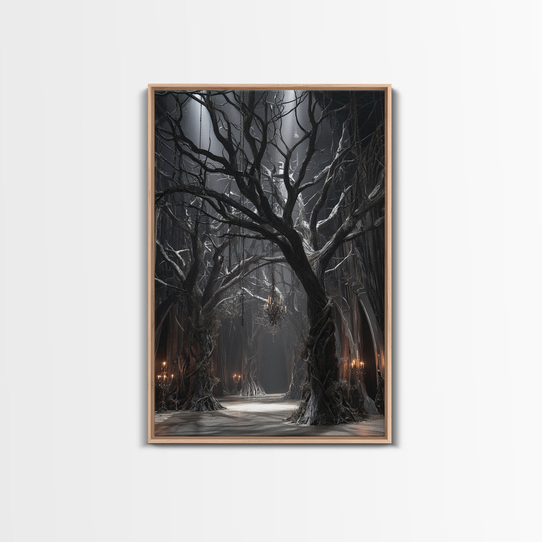 The Witch'S Forest, Vertical Wall Art, Gothic Horror Wall Art, Framed Canvas Print, Halloween Wall Decor, Gothic Home Decor