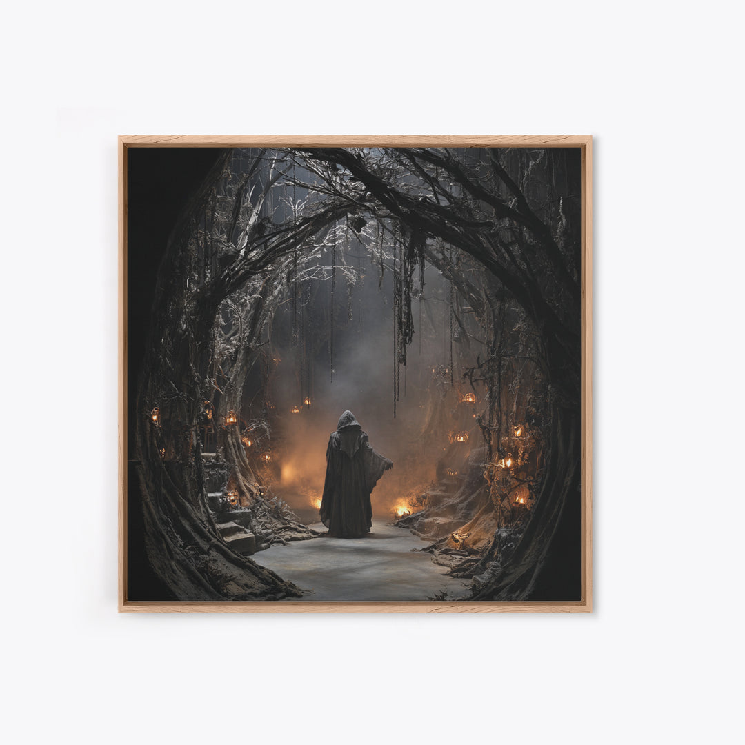 The Witch'S Forest, Square Wall Art, Dark Fantasy Wall Art, Canvas Print, Halloween Wall Decor, Gothic Home Decor, Macabre Wall Art