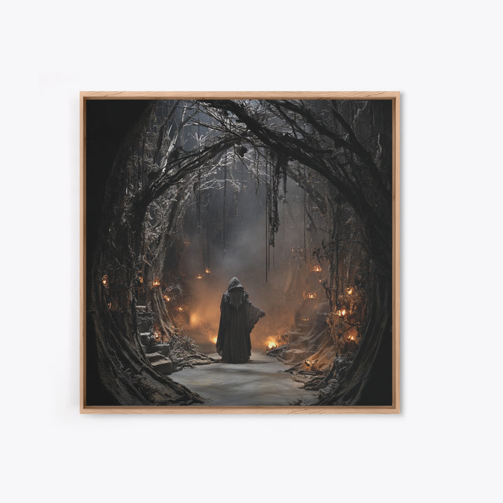 The Witch'S Forest, Square Wall Art, Dark Fantasy Wall Art, Canvas Print, Halloween Wall Decor, Gothic Home Decor, Macabre Wall Art
