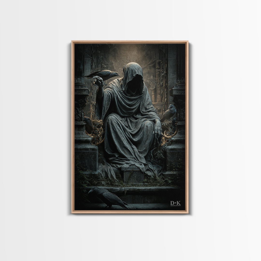 The Forgotten Crypt, Vertical Wall Art, Macabre Wall Art, Framed Canvas Print, Halloween Wall Decor, Gothic Home Decor, Seasonal Home Decor