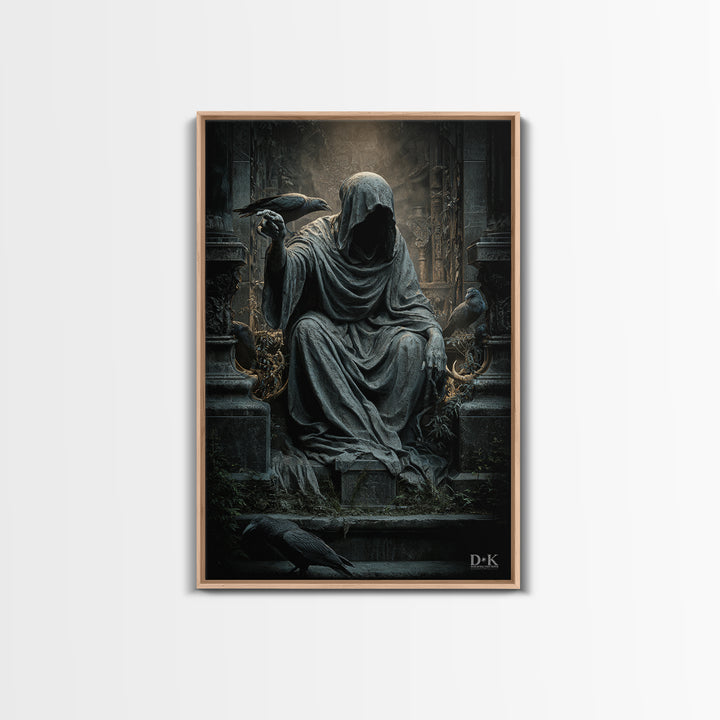 The Forgotten Crypt, Vertical Wall Art, Macabre Wall Art, Framed Canvas Print, Halloween Wall Decor, Gothic Home Decor, Seasonal Home Decor